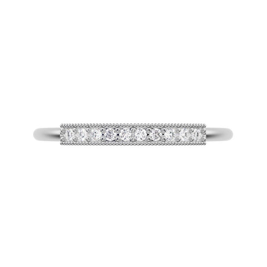 0.075 ct Round Cut Simulated Clear Diamond dainty Minimalist light simple Stackable bar 14K / 18K Solid White Gold everyday wedding band