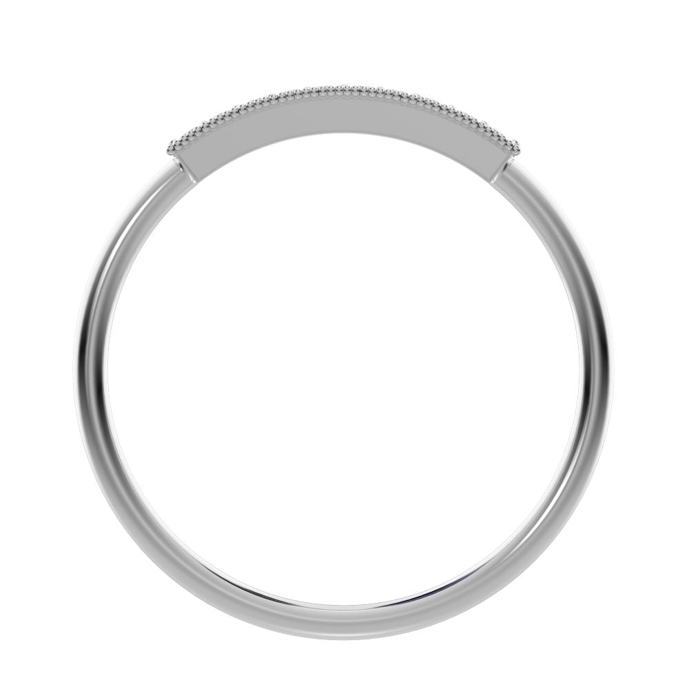 0.075 ct Round Cut Simulated Clear Diamond dainty Minimalist light simple Stackable bar 14K / 18K Solid White Gold everyday wedding band