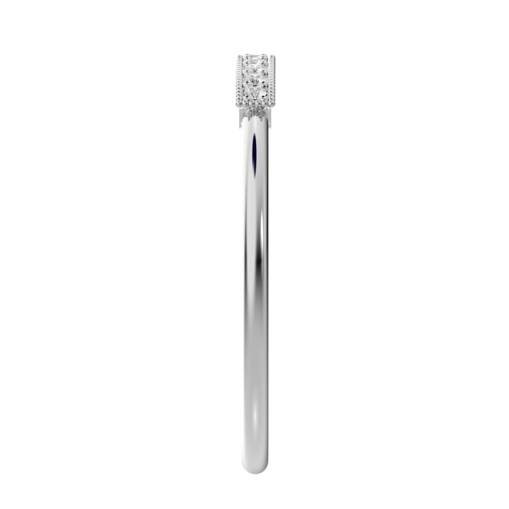 0.075 ct Round Cut Moissanite dainty Minimalist light simple Stackable bar 14K / 18K Solid White Gold everyday wedding band