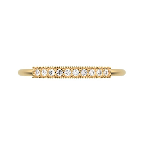 0.075 ct Round Cut VS/GH Natural Diamond dainty Minimalist light simple Stackable bar 14K / 18K Solid Yellow Gold everyday wedding band