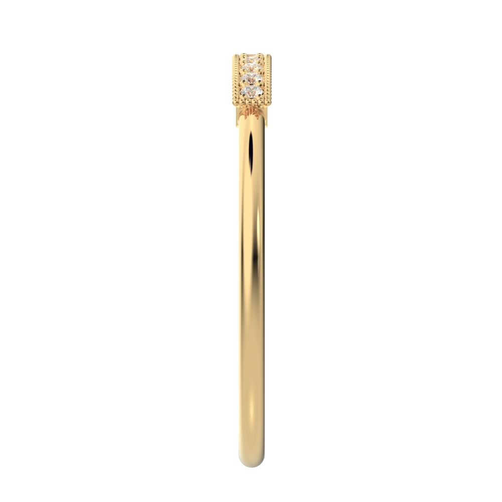 0.075 ct Round Cut Simulated Clear Diamond dainty Minimalist light simple Stackable bar 14K / 18K Solid Yellow Gold everyday wedding band