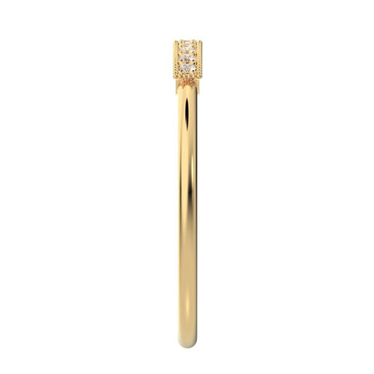 0.075 ct Round Cut Simulated Clear Diamond dainty Minimalist light simple Stackable bar 14K / 18K Solid Yellow Gold everyday wedding band