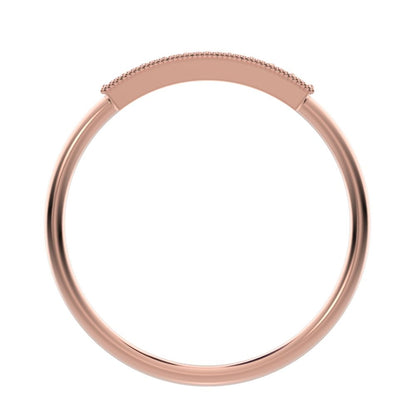 0.075 ct Round Cut Moissanite dainty Minimalist light simple Stackable bar 14K / 18K Solid Rose Gold everyday wedding band