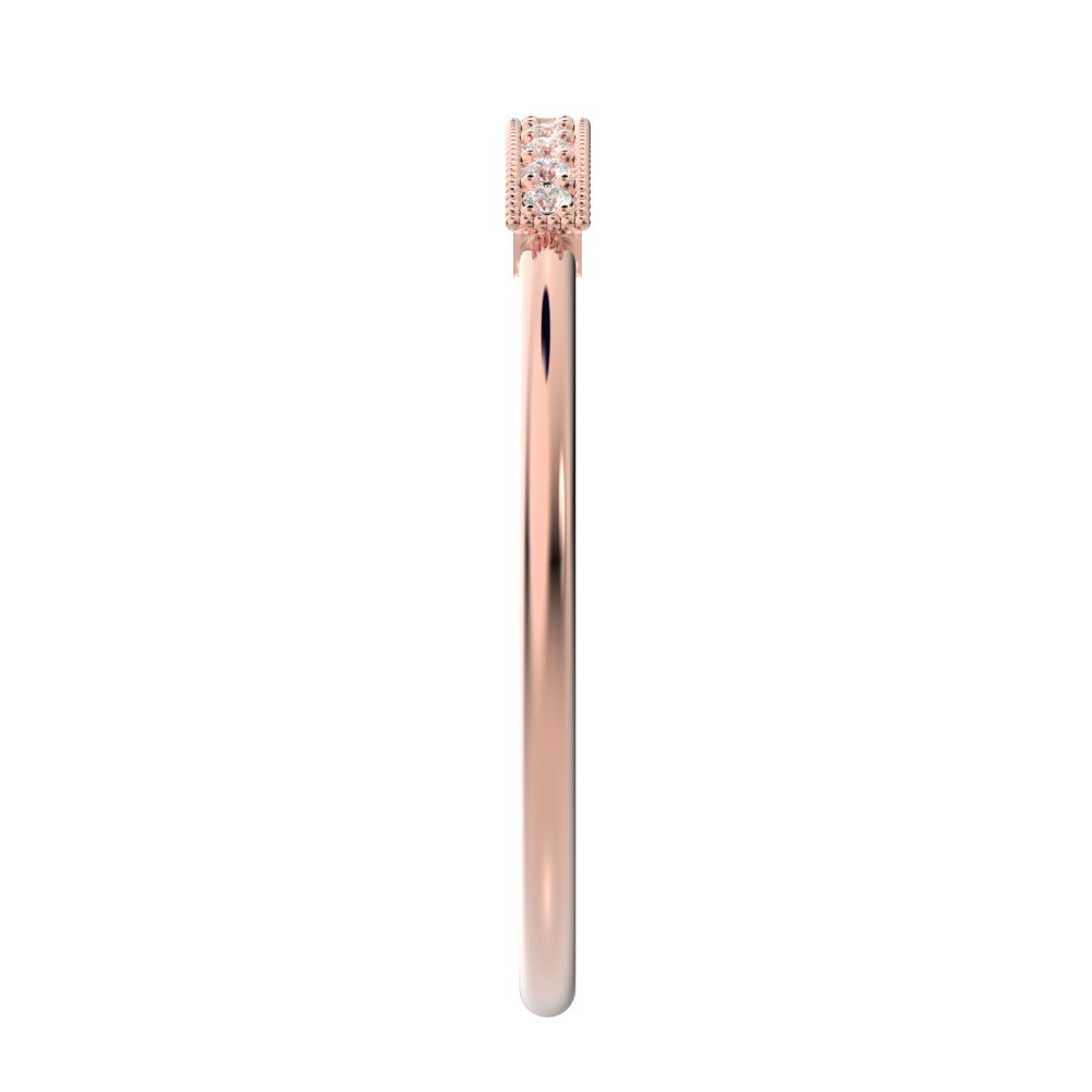 0.075 ct Round Cut Simulated Clear Diamond dainty Minimalist light simple Stackable bar 14K / 18K Solid Rose Gold everyday wedding band