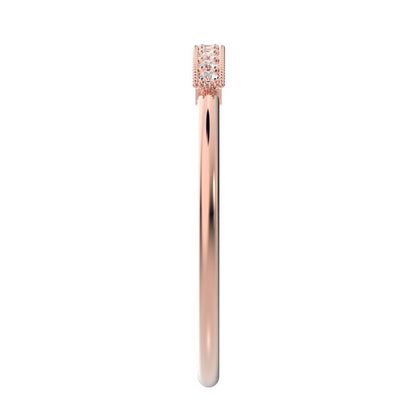 0.075 ct Round Cut Moissanite dainty Minimalist light simple Stackable bar 14K / 18K Solid Rose Gold everyday wedding band