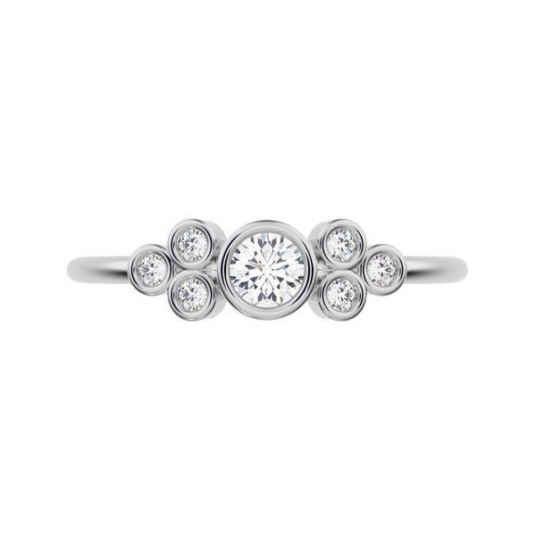 0.23 ct Round Cut VS/GH Natural Diamond dainty Minimalist cluster bezel halo light simple 14K / 18K Solid White Gold everyday ring