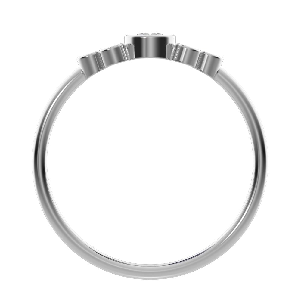 0.23 ct Round Cut Simulated Clear Diamond dainty Minimalist cluster bezel halo light simple 14K / 18K Solid White Gold everyday ring