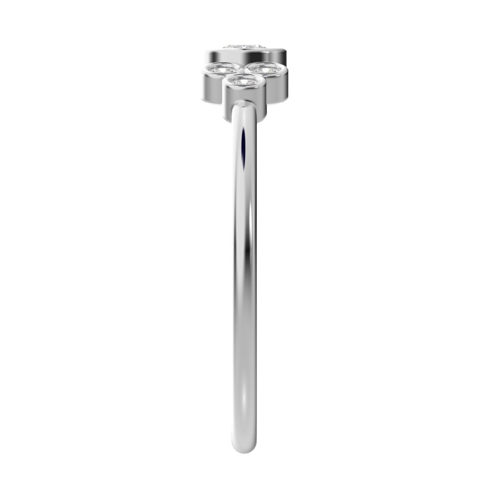 0.23 ct Round Cut Simulated Clear Diamond dainty Minimalist cluster bezel halo light simple 14K / 18K Solid White Gold everyday ring
