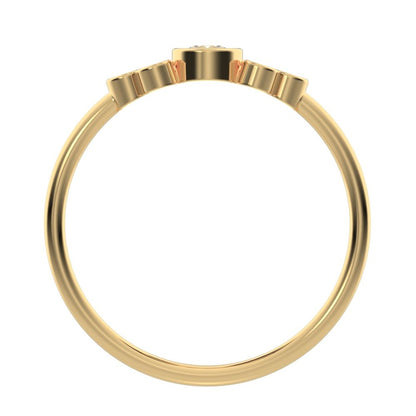 0.23 ct Round Cut Simulated Clear Diamond dainty Minimalist cluster bezel halo light simple 14K / 18K Solid Yellow Gold everyday ring