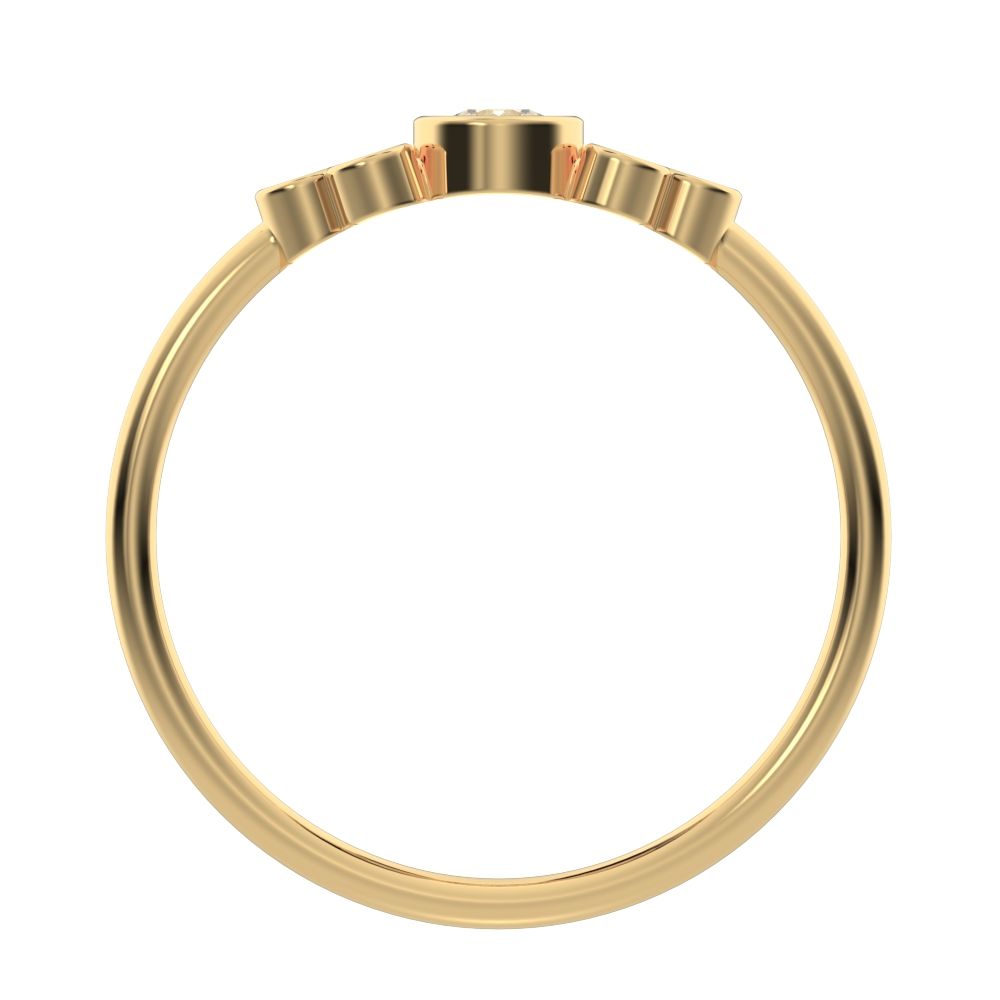 0.23 ct Round Cut Moissanite dainty Minimalist cluster bezel halo light simple 14K / 18K Solid Yellow Gold everyday ring