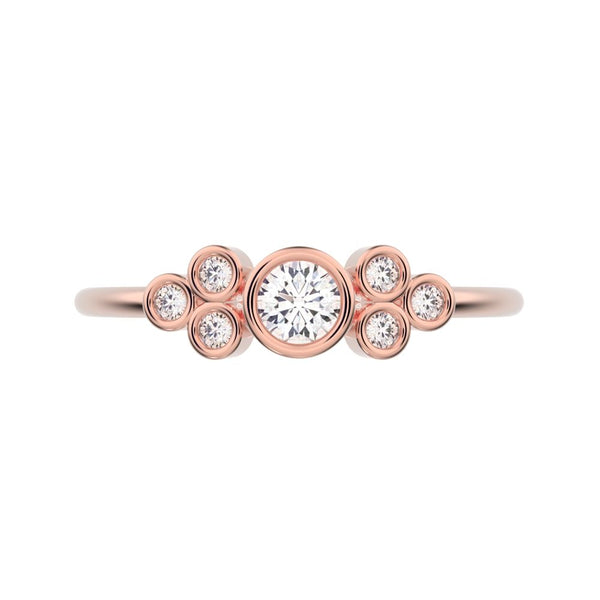 0.23 ct Round Cut VS/GH Natural Diamond dainty Minimalist cluster bezel halo light simple 14K / 18K Solid Rose Gold everyday ring