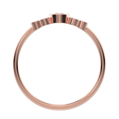 0.23 ct Round Cut Simulated Clear Diamond dainty Minimalist cluster bezel halo light simple 14K / 18K Solid Rose Gold everyday ring
