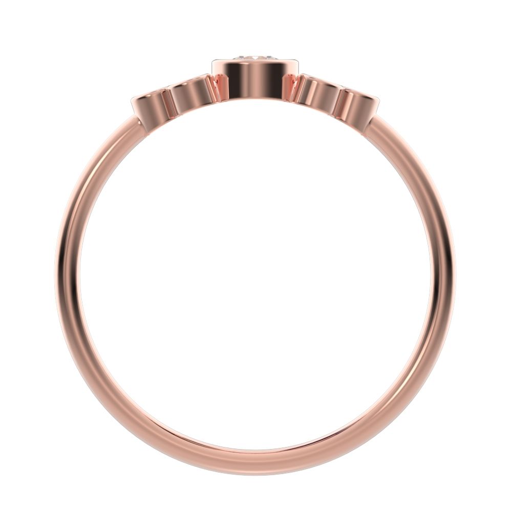 0.23 ct Round Cut Moissanite dainty Minimalist cluster bezel halo light simple 14K / 18K Solid Rose Gold everyday ring