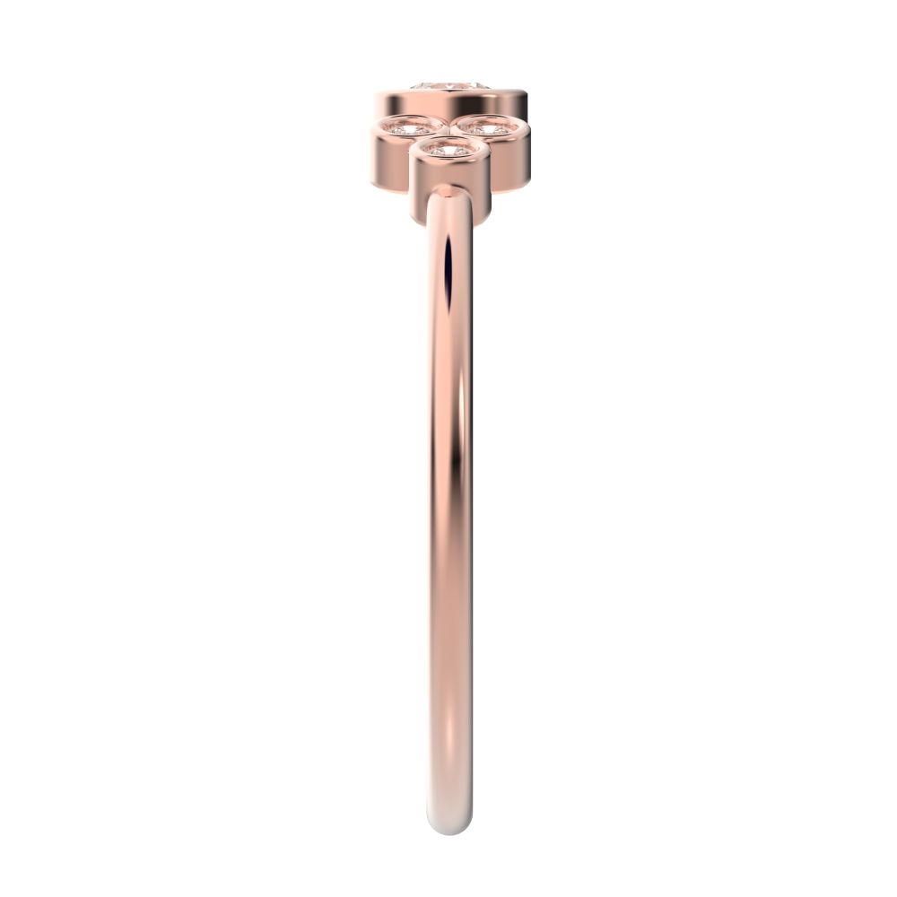 0.23 ct Round Cut Simulated Clear Diamond dainty Minimalist cluster bezel halo light simple 14K / 18K Solid Rose Gold everyday ring