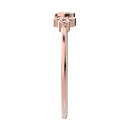 0.23 ct Round Cut Moissanite dainty Minimalist cluster bezel halo light simple 14K / 18K Solid Rose Gold everyday ring
