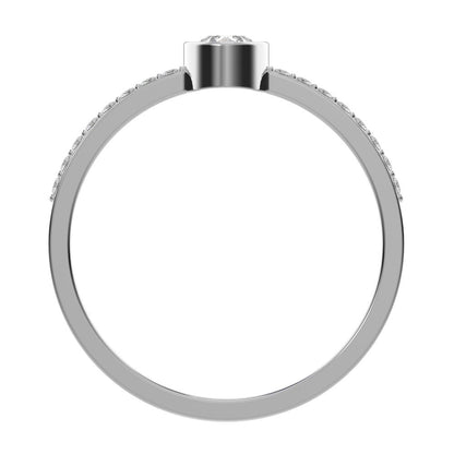 0.51 ct Pear Cut Moissanite dainty Minimalist solitaire with accent eye bezel light simple 14K / 18K Solid White Gold everyday ring