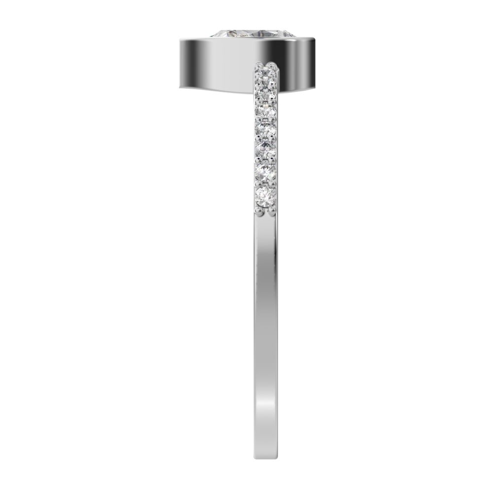 0.51 ct Pear Cut VS/GH Natural Diamond dainty Minimalist solitaire with accent eye light simple 14K / 18K Solid White Gold everyday ring