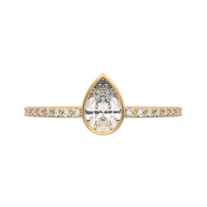 0.51 ct Pear Cut Simulated Clear Diamond dainty Minimalist solitaire with accent eye light simple 14K / 18K Solid Yellow Gold everyday ring