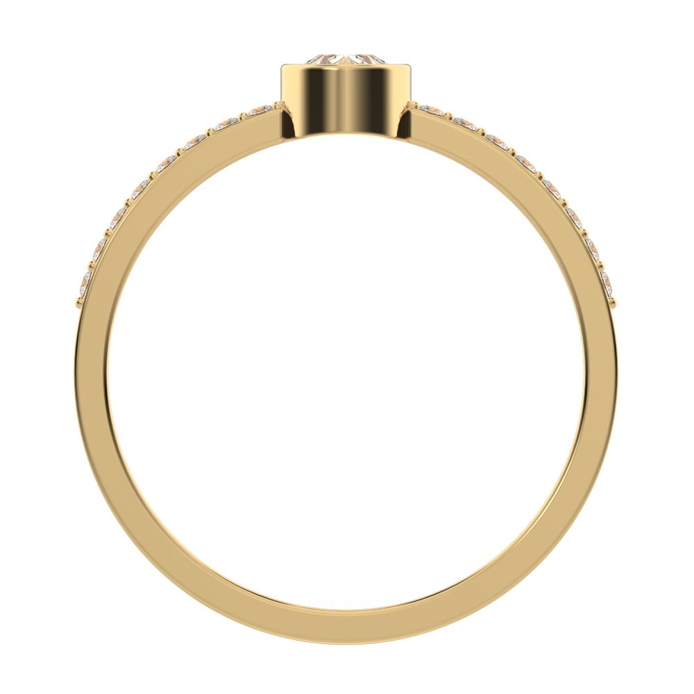 0.51 ct Pear Cut Simulated Clear Diamond dainty Minimalist solitaire with accent eye light simple 14K / 18K Solid Yellow Gold everyday ring