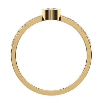 0.51 ct Pear Cut Simulated Clear Diamond dainty Minimalist solitaire with accent eye light simple 14K / 18K Solid Yellow Gold everyday ring