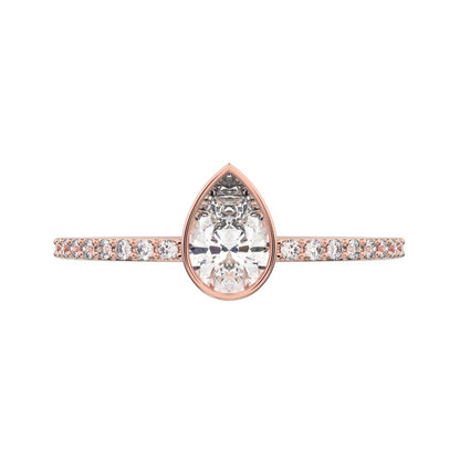 0.51 ct Pear Cut Simulated Clear Diamond dainty Minimalist solitaire with accent eye light simple 14K / 18K Solid Rose Gold everyday ring