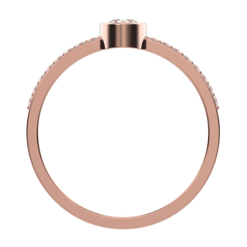 0.51 ct Pear Cut Simulated Clear Diamond dainty Minimalist solitaire with accent eye light simple 14K / 18K Solid Rose Gold everyday ring
