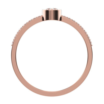 0.51 ct Pear Cut Moissanite dainty Minimalist solitaire with accent eye bezel light simple 14K / 18K Solid Rose Gold everyday ring