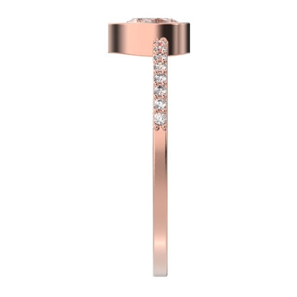 0.51 ct Pear Cut Moissanite dainty Minimalist solitaire with accent eye bezel light simple 14K / 18K Solid Rose Gold everyday ring