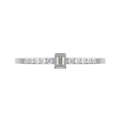 0.475 ct Baguette Cut VS/GH Natural Diamond dainty Minimalist solitaire with accent eye simple 14K / 18K Solid White Gold everyday ring