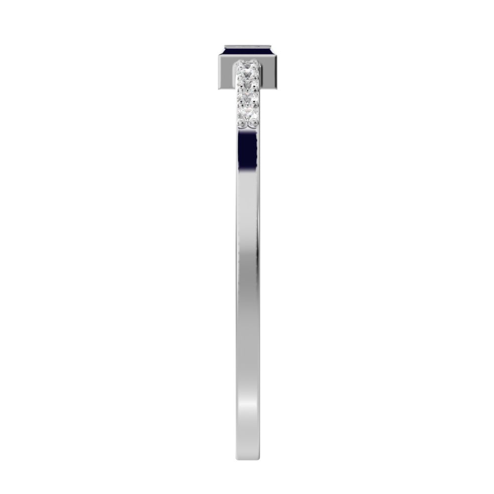 0.475 ct Baguette Cut Moissanite dainty Minimalist solitaire with accent eye bezel light simple 14K / 18K Solid White Gold everyday ring