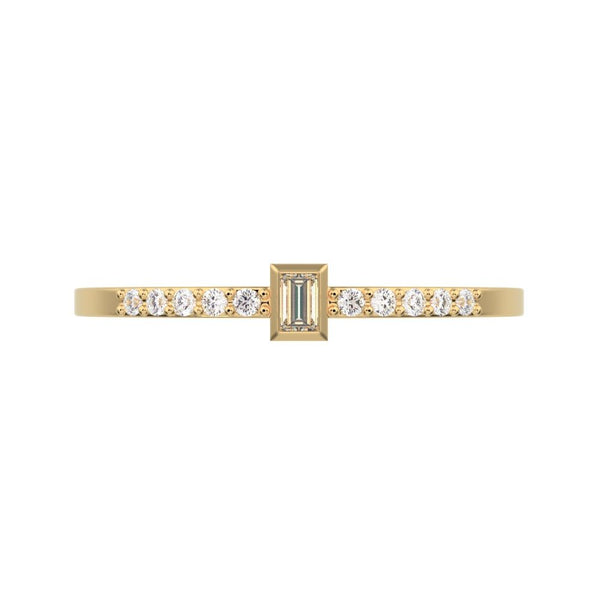 0.475 ct Baguette Cut VS/GH Natural Diamond dainty Minimalist solitaire with accent eye simple 14K / 18K Solid Yellow Gold everyday ring