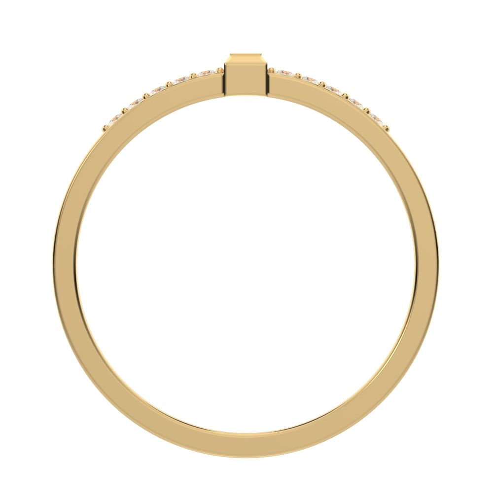 0.475 ct Baguette Cut Simulated Clear Diamond dainty Minimalist solitaire with accent eye simple 14K / 18K Solid Yellow Gold everyday ring