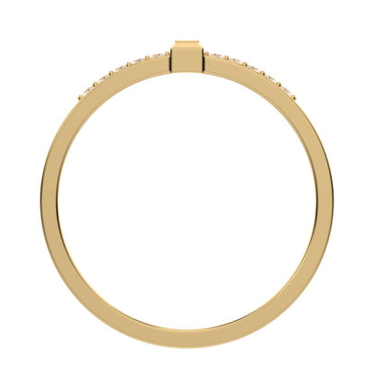 0.475 ct Baguette Cut Simulated Clear Diamond dainty Minimalist solitaire with accent eye simple 14K / 18K Solid Yellow Gold everyday ring