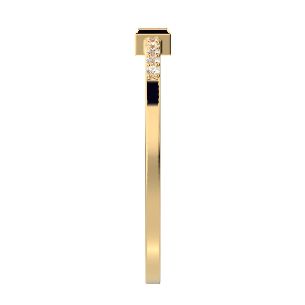 0.475 ct Baguette Cut Simulated Clear Diamond dainty Minimalist solitaire with accent eye simple 14K / 18K Solid Yellow Gold everyday ring