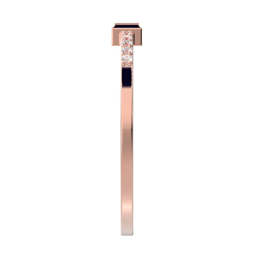 0.475 ct Baguette Cut Simulated Clear Diamond dainty Minimalist solitaire with accent eye simple 14K / 18K Solid Rose Gold everyday ring