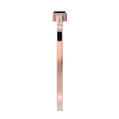 0.475 ct Baguette Cut Moissanite dainty Minimalist solitaire with accent eye bezel light simple 14K / 18K Solid Rose Gold everyday ring