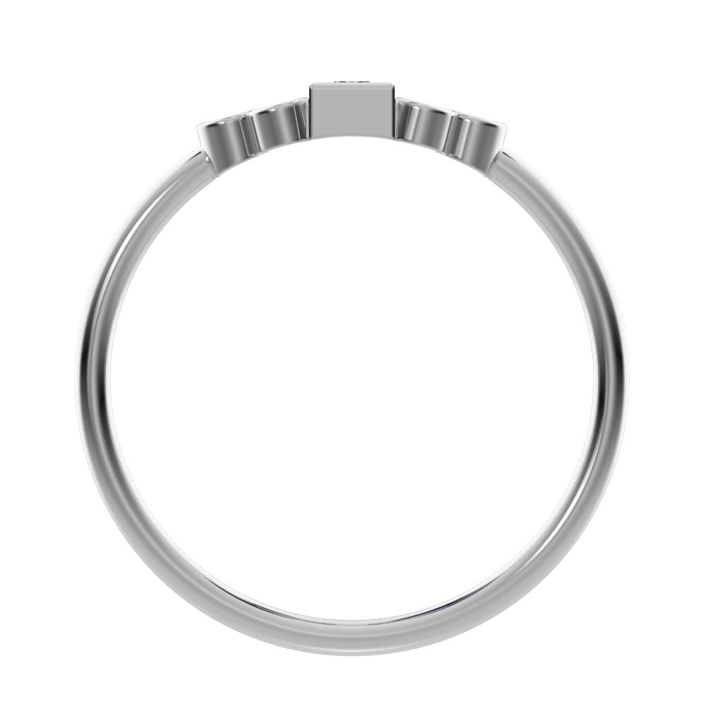 0.23 ct Baguette Cut Simulated Clear Diamond dainty Minimalist cluster bezel halo light simple 14K / 18K Solid White Gold everyday ring