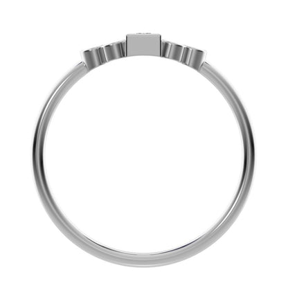 0.23 ct Baguette Cut Simulated Clear Diamond dainty Minimalist cluster bezel halo light simple 14K / 18K Solid White Gold everyday ring