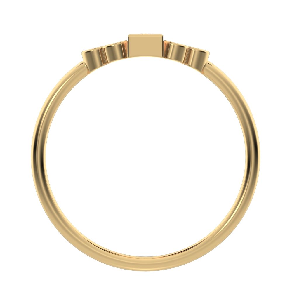 0.23 ct Baguette Cut Simulated Clear Diamond dainty Minimalist cluster bezel halo light simple 14K / 18K Solid Yellow Gold everyday ring