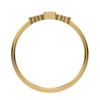 0.23 ct Baguette Cut Simulated Clear Diamond dainty Minimalist cluster bezel halo light simple 14K / 18K Solid Yellow Gold everyday ring