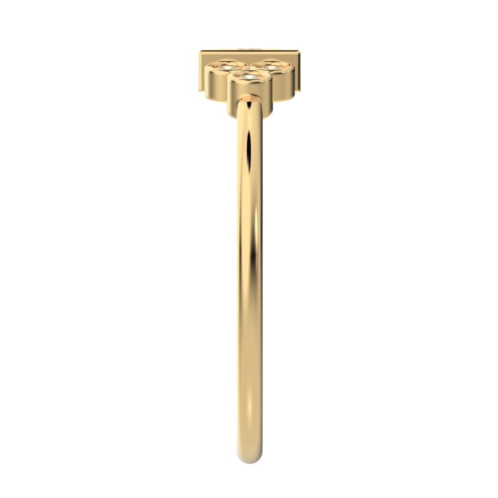 0.23 ct Baguette Cut Simulated Clear Diamond dainty Minimalist cluster bezel halo light simple 14K / 18K Solid Yellow Gold everyday ring