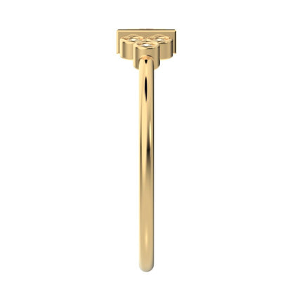 0.23 ct Baguette Cut Simulated Clear Diamond dainty Minimalist cluster bezel halo light simple 14K / 18K Solid Yellow Gold everyday ring