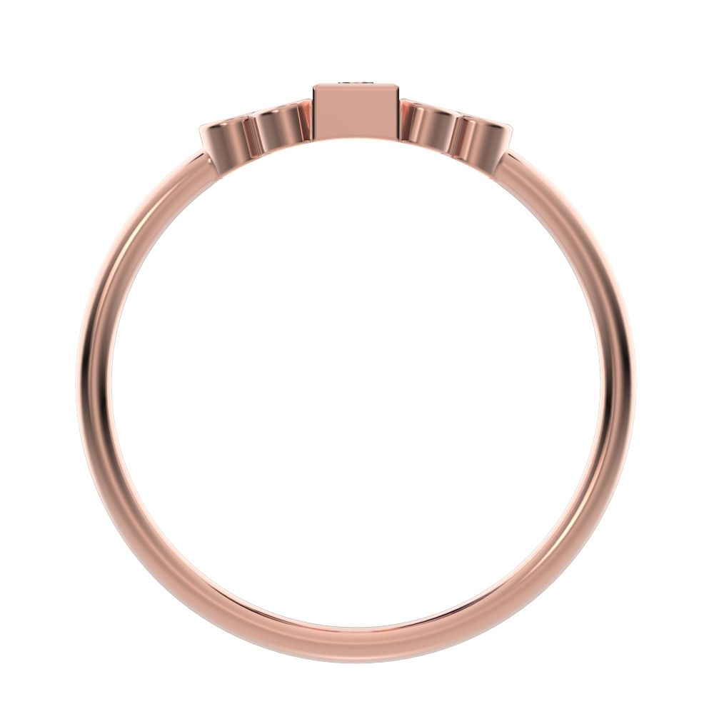 0.23 ct Baguette Cut Simulated Clear Diamond dainty Minimalist cluster bezel halo light simple 14K / 18K Solid Rose Gold everyday ring