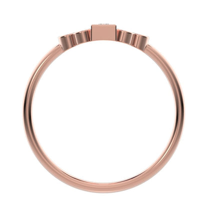 0.23 ct Baguette Cut Moissanite dainty Minimalist cluster bezel halo light simple 14K / 18K Solid Rose Gold everyday ring