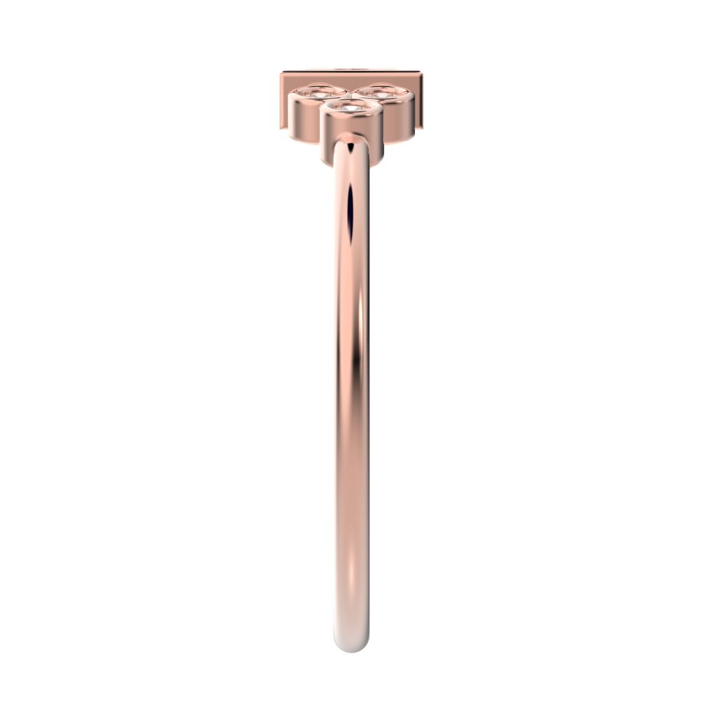 0.23 ct Baguette Cut Simulated Clear Diamond dainty Minimalist cluster bezel halo light simple 14K / 18K Solid Rose Gold everyday ring