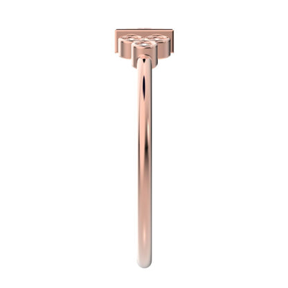 0.23 ct Baguette Cut Simulated Clear Diamond dainty Minimalist cluster bezel halo light simple 14K / 18K Solid Rose Gold everyday ring