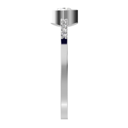 0.45 ct Pear Cut Simulated Clear Diamond dainty Minimalist cluster bezel halo light simple eye 14K / 18K Solid White Gold everyday ring