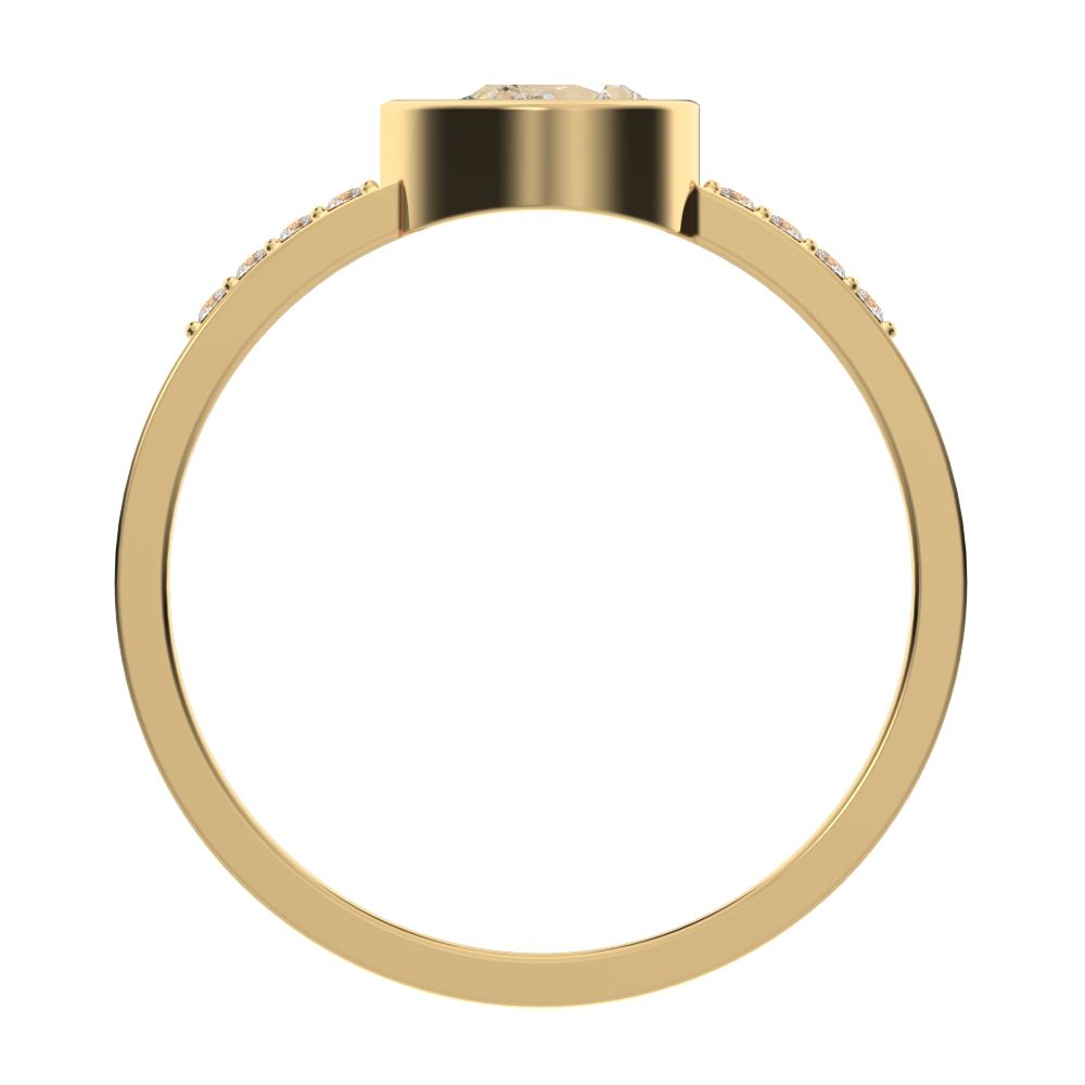 0.45 ct Pear Cut Moissanite dainty Minimalist cluster bezel halo light simple eye 14K / 18K Solid Yellow Gold everyday ring