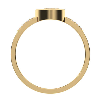 0.45 ct Pear Cut Moissanite dainty Minimalist cluster bezel halo light simple eye 14K / 18K Solid Yellow Gold everyday ring