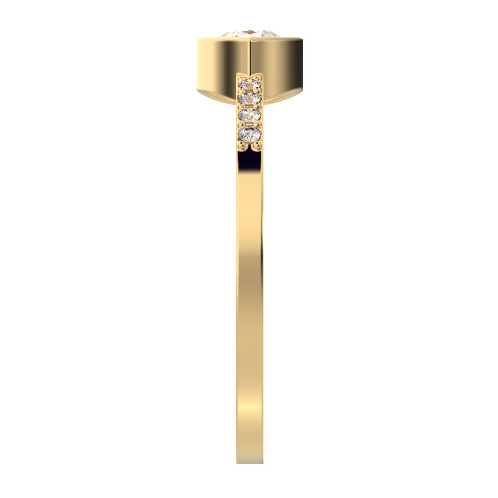 0.45 ct Pear Cut Simulated Clear Diamond dainty Minimalist cluster bezel halo light simple eye 14K / 18K Solid Yellow Gold everyday ring